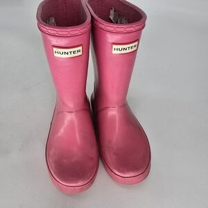 Hunter boots rubber rain original pink little girls size 10